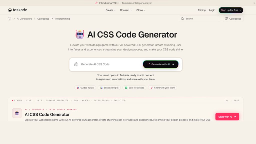 Taskade AI CSS Generator